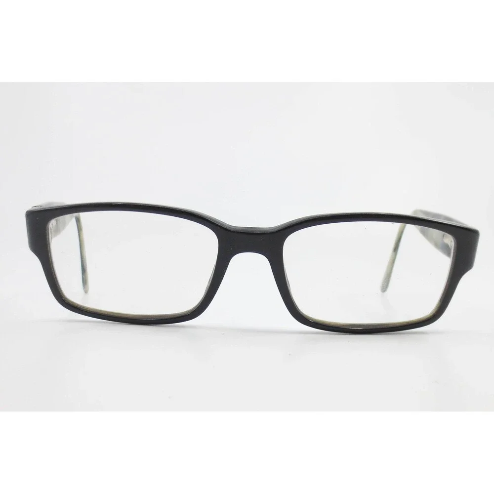 Bvlgari Rectangular Eyeglass Frames Black Grey Marble 53-17-140 Silver Logo